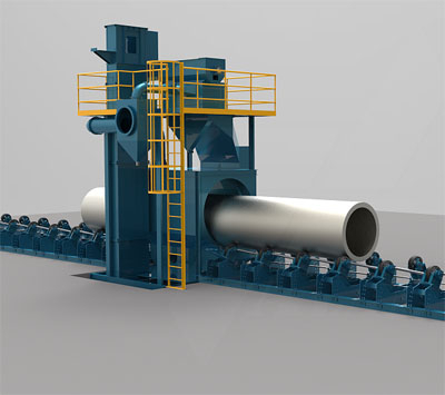 鋼管拋丸機，外壁除銹清理設備